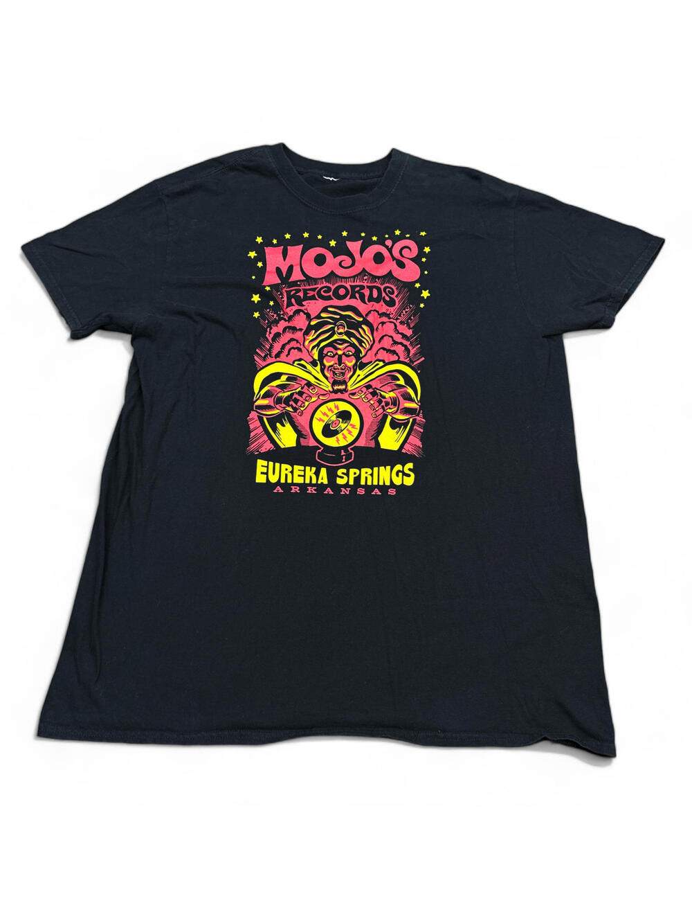 Mojo's Records Eureka Springs T Shirt Adult Size Large Black Vintage Style Tee